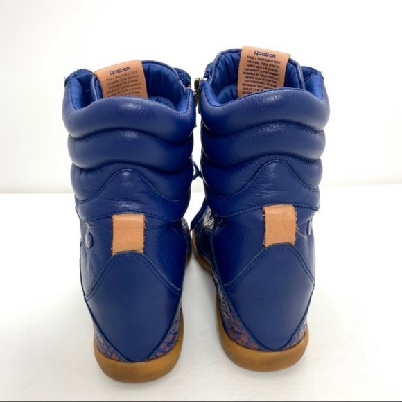 Reebok Alicia Keys Leather High Top Boot Wedge Sneakers in Blue Bronze Size 10 - Picture 11 of 14